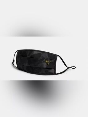 Coach Wild Rexy Black Camo Face Mask with Green and Gold Embroidered Dinosaur